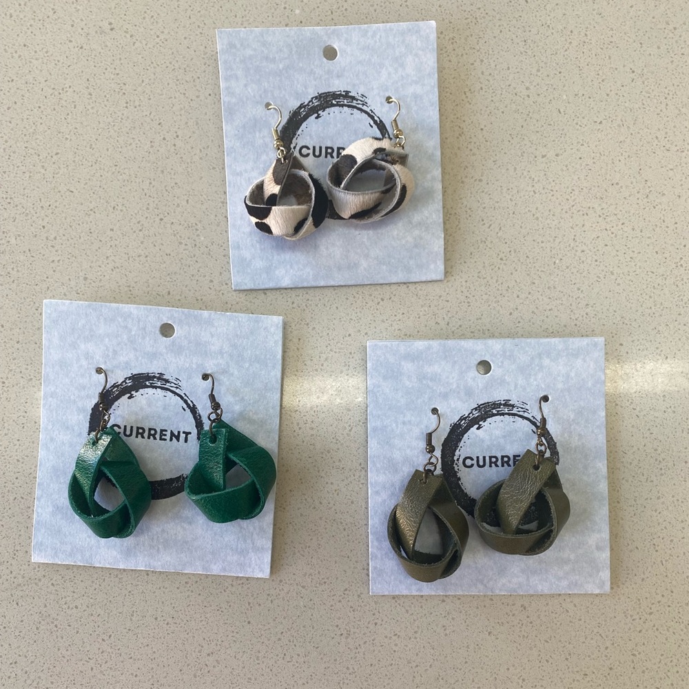 Current Small Leather Ball Earrings